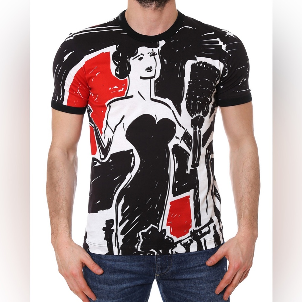 Dolce & Gabbana Black and White Graphic Tee Size 44 XS